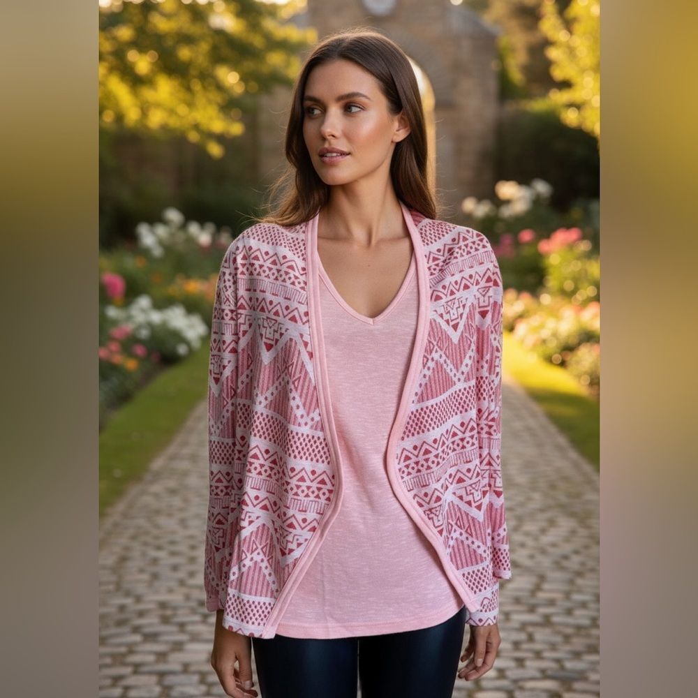 HARIS COTTON peach 2 pieces cardigan set S